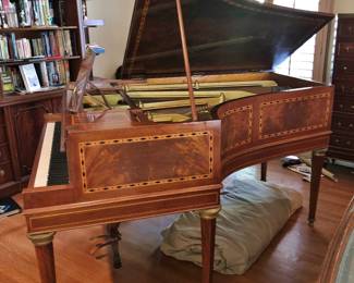 Spectacular Late-19th. c. Inlaid Grand Piano by Erard, Paris; notice that the inside of the lid is inlaid!