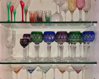 Cut Crystal Stemware, Martini Glasses, Colored Shots, etc.