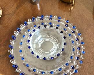 French Mid-Century Beaded Glass Service