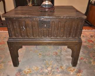 Antique English Dark Oak Bible Box