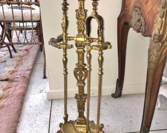 Antique French Gilt Bronze Fire Tools