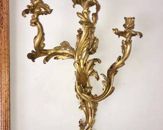 Late-19th C. Gilt Bronze Candle Sconce - a pair