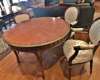 Bronze-Mounted Round Dining Table
