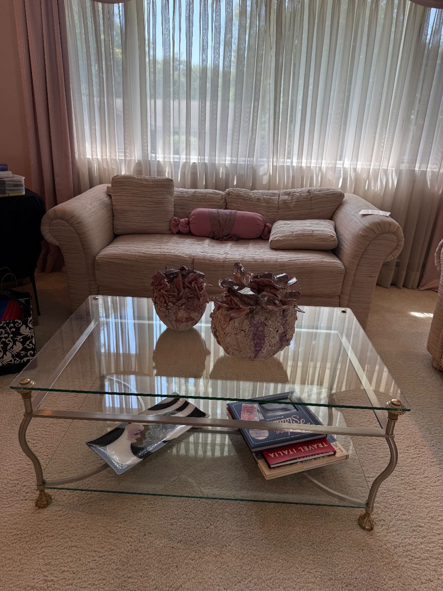 GLASS & BRASS COFFEE TABLE