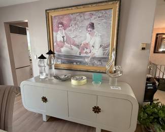 ASIAN LINEN COVERED CONSOLE