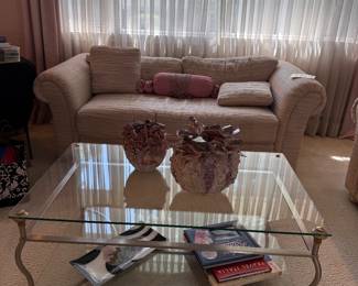 GLASS & BRASS COFFEE TABLE