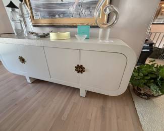 ASIAN LINEN COVERED CONSOLE