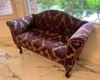 Vintage Upholstered Settee and Ottoman