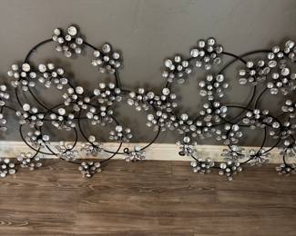  Pair of Elegant Metal Floral Wall Decor with Bling