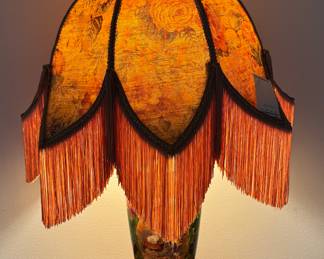 Vintage Bohemian Style Table Lamp with Floral and Fringe Shade