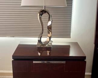 Alf Italia Nightstand with Two Drawers and Chrome Accents