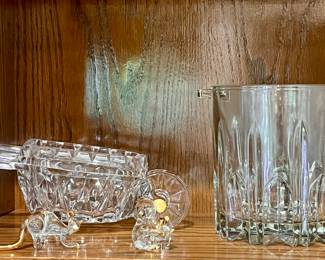 Crystal Miniature Animal Figurines and Ice Bucket, More