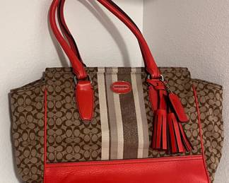 Coach Handbag - Vintage Signature Stripe Tote