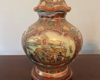 Hand painted Asian Ginger  Jar 