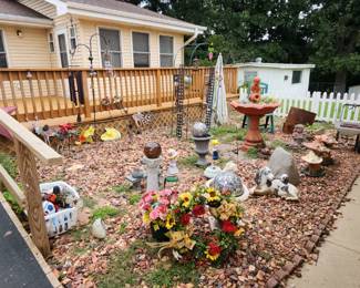 Outdoor decorations and bird bath