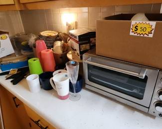 Toaster Oven and Corelle Dishes