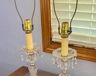 Pair of crystal lamps