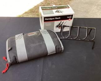 Gun bag & handgun rack