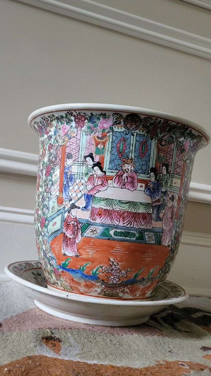 Giant incredibly ornate antique Chinese planter.