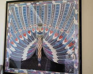 AMAZING AND RARE "the nile " signed Erte Silk media .