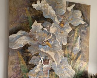 Textured canvas painting - flowers