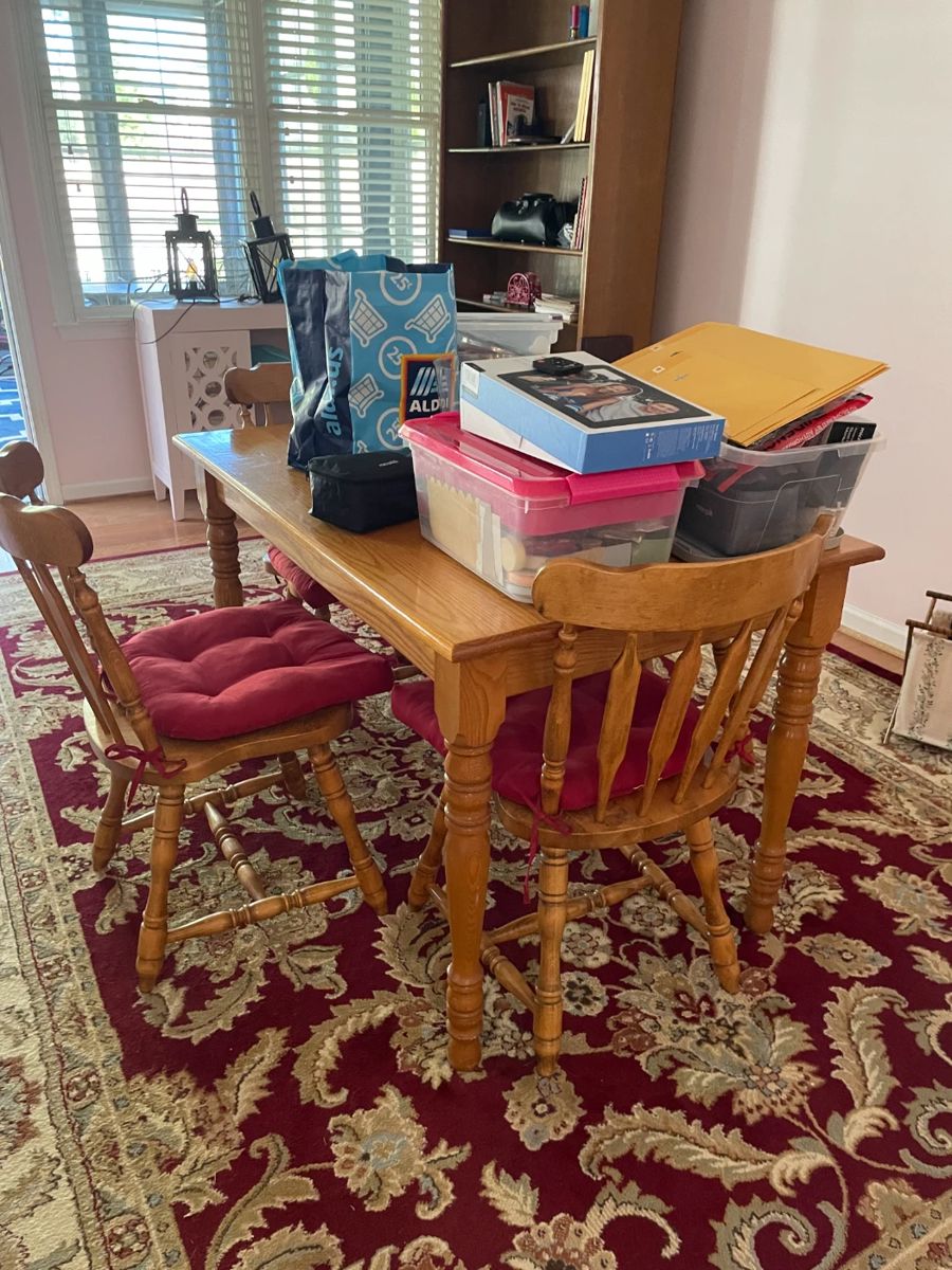 Wooden table + 4 chairs $100
