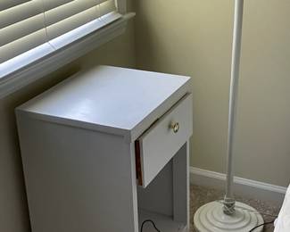 Bedroom set includes multiple coordinating pieces, all sold together for $400. Features clean lines and a with a white finish and glass top accents, perfect for creating a bright and airy look for a little girls room. Please note: while individual photos will be shown, all items are sold together as a complete set.
