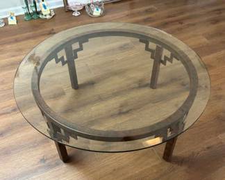 Geometric Coffee Table w Glass Top