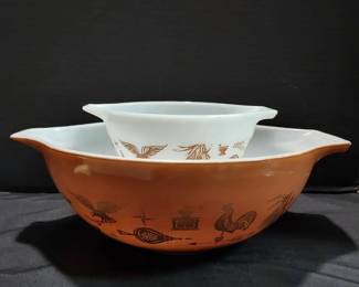 Vintage Pyrex Early American Pattern Cinderella Mixing Bowls
