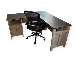 LShaped Desk, Office Chair, Floor Protector