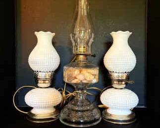Milk Glass Hurricane Lamps
