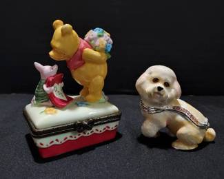 Winnie The Pooh Piglet Bichon Friese Trinket Boxes Necklace