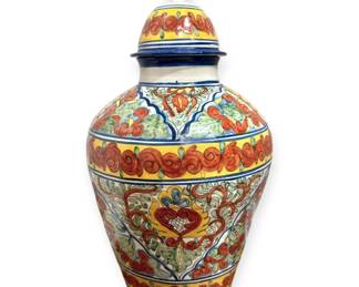 009 Large Mexican Folk Art Talavera Ginger Jar