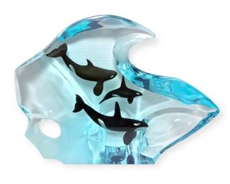 001 Robert Wyland "Orca Harmony" Lucite Sculpture, Signed & Numbered 774/950