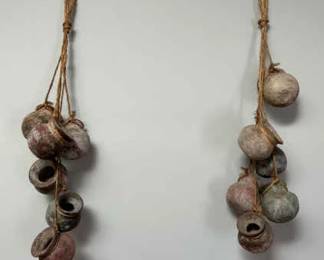 Two Unique Pottery Vase Wall Hangings