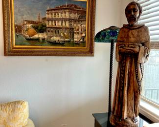 Large signed mid-century oil painting of Venice by Perroni, 24x36.