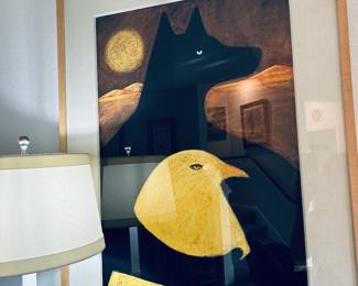 Night Pueblo by Santa Fe Artist, Carole LaRoche, 1987.  Love. Signed, Numbered 9/250