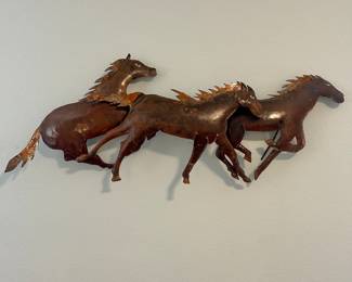 Handmade metal Wall Sculpture.  Austin artist.  17x44"