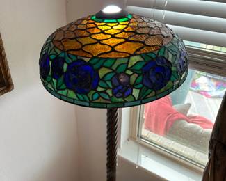 Stained glass Tiffany style reproduction floor lamp. 
