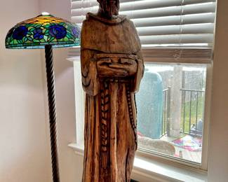 Hand-carved  in Mexico, solid wood religious statue depicting St. Francis of Assisi. 42" tall.