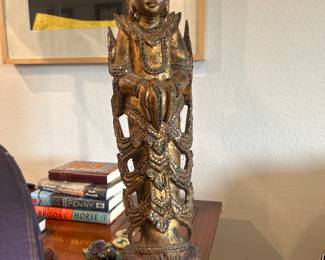 Carved and gilded Southeast Asian Buddha or guardian figure. Late 19th c.