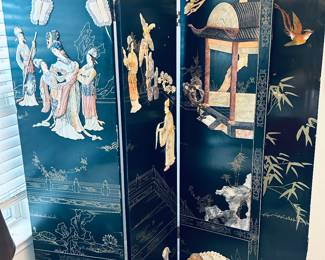 Chinese Coromandel Screen.  Mid 20th Century. 