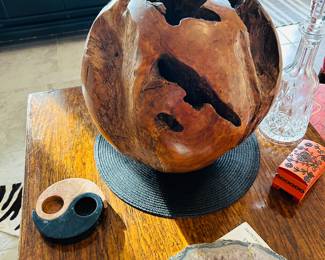 Solid wood organic sphere 1980s, 50” wide