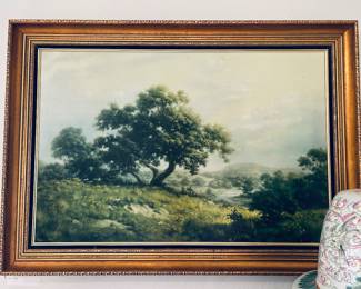 Dalhart Wiindberg (1933-2022), Texas Landscape, 1971. Large format canvas transfer print after Winberg's original oil painting. 30"x41.5" in a gilt frame. 