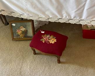 Footstool and old wooden box