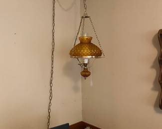 Vintage Working hanging lamp in gold