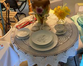 92 pc China-Silver Wheat- 12 place Settings with serving pieces 