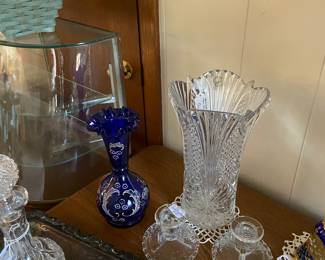 Crystal vase, Cobalt Handpainted vase