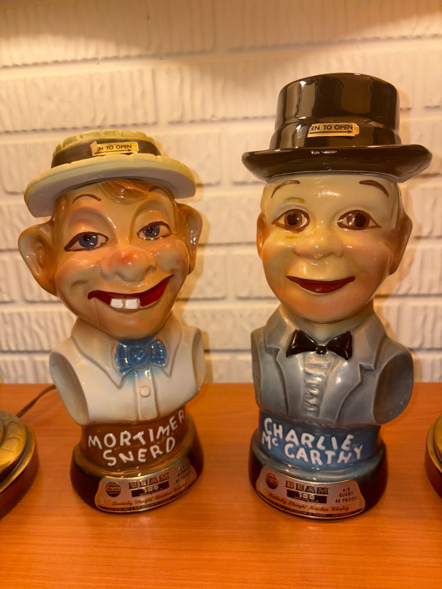 Charlie McCarthy & Mortimer Snerd Jim Beam Decanters!