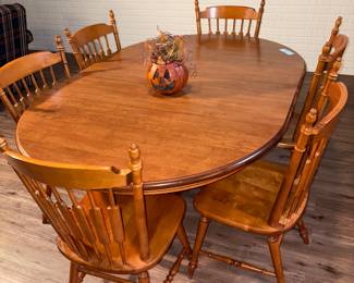 Tell City Hard Rock Maple Dining Table W/2 Leaves & 6 Chairs Includes Pads!
